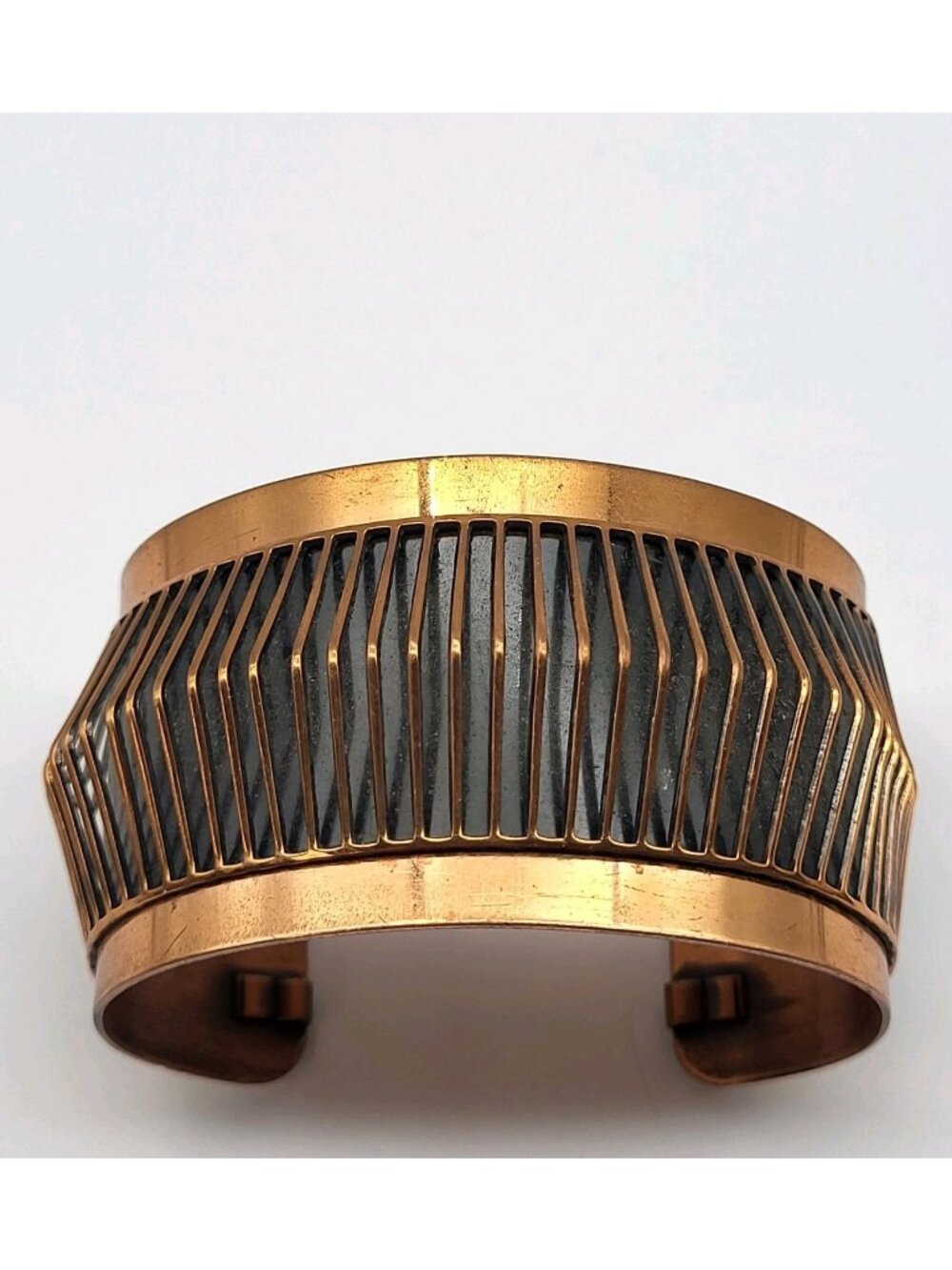 Renoir Copper Cuff Bracelet Wide MCM Bold Retro Architectural industrial